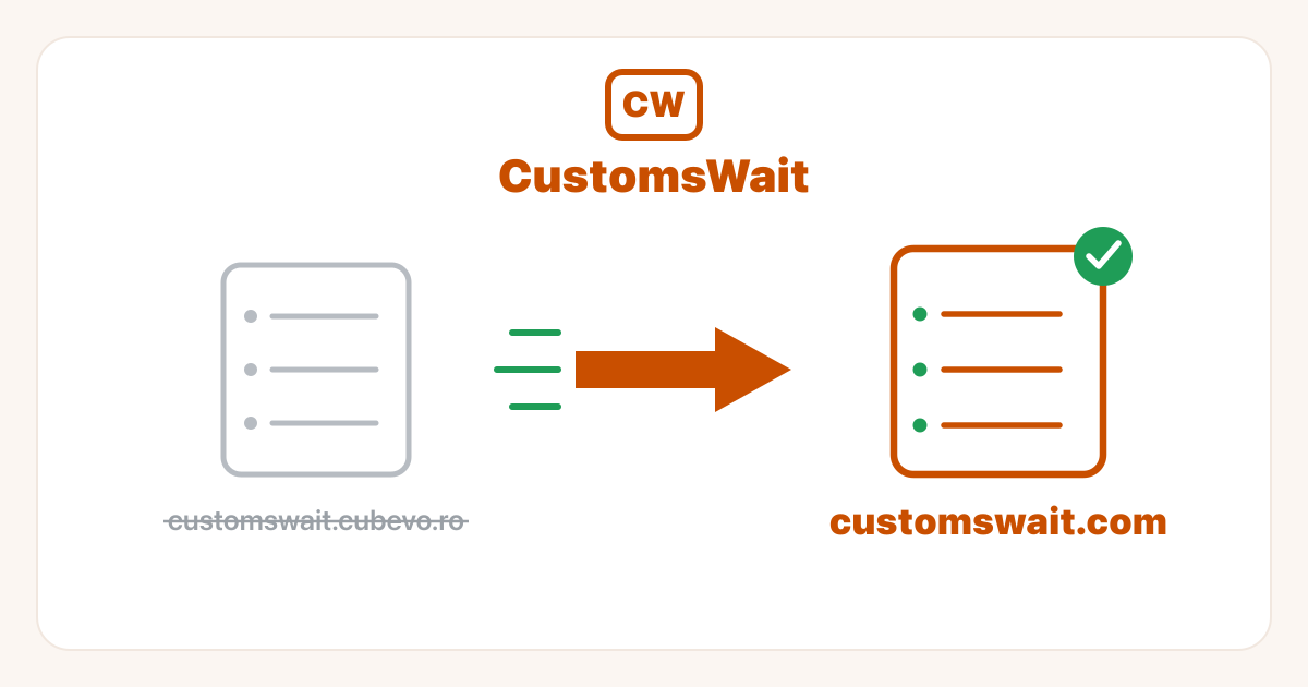 CustomsWait moving from customswait.cubevo.ro to customswait.com on a new, faster server